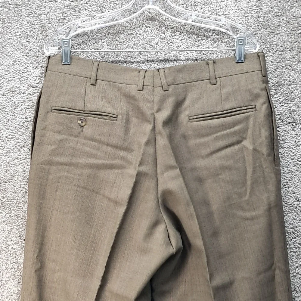 Jos. A. Bank Mens Brown Micro Houndstooth Pleated Cuffed Dress Pants 36x31